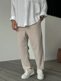 Casual Ribbed Pants with Drawstring Waist and Side Pockets