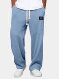 Casual Waffle-Knit Pants with Drawstring Waist and Wide Legs