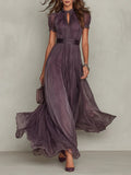 Celandine | Flowing Pleated High-Neck Maxi Dress for Women