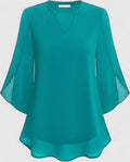 Celinora | Split-Neck Flared-Sleeve Layered Blouse for Women