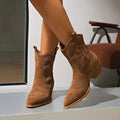 Cemre | Pointed-Toe Block-Heel Enduring Western Boots