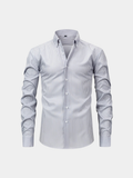 Classic Elastane-Blend Shirt with Vertical Stripes and Point Collar