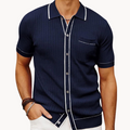 Classic Polyester Polo Shirt with Rib Knit and Button Front