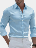 Classic Poplin Shirt with Vertical Stripes and Spread Collar