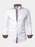 Dress Polyester Blend Shirt with Paisley Trim and Button Front