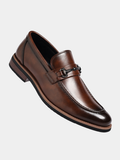 Dress Synthetic Loafers with Metal Bit and Moc Toe