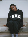 Varsity Oversized Sweatshirt Black with White Letters