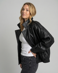 Ebba | Notch-Lapel Fluid Assured Leather Jacket