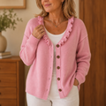 Araminta | Ruffle-Collar Stretch Knit Cardigan