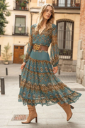 Eleonora | Boho Medallion Puff Sleeve Midi Dress