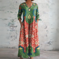 Elettra | Boho Floral V-Neck Maxi Dress