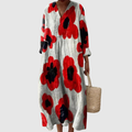 Eun | Floral Three-Quarter Midi Dress