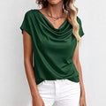 Emilia | Ruched Cowl-Neck Short-Sleeve T Shirt for Women
