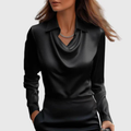Fantine | Draped Cowl-Neck Collared Blouse