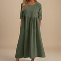 Fiorella | Gathered-Waist Half-Sleeve Midi Dress