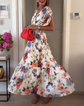 Florelle | Floral V-Neck Maxi Cocktail Dresses