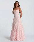 Formal Lace Maxi Dress with Spaghetti Straps and Straight Neckline