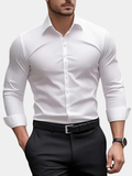 Formal woven shirt with button front and spread collar