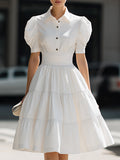 Heidrun | Puff-Sleeve Collared Mini Dress