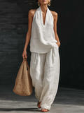 Halter Neck Two-Piece Set – Elegant Summer Co-Ord