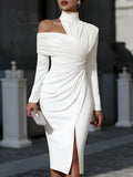 Henrika | One-Shoulder Collared Midi Dress