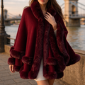 Henriette | Trimmed Hooded Knit Cape Coat