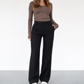 High-Rise Woven Pants with Straight Legs and Front Creases