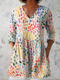 Hildegard | Fluid Patterned V-Neck Blouse