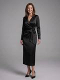 Idil | Long-Sleeve Wrap Midi Dress