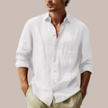 Men's Casual Linen-Blend Shirt with Button Front