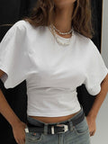 Lucia | Cropped Ribbed Crewneck T Shirt for Women