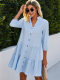 Ines | Gingham Tiered Button-Down Mini Dress