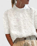 Ingrid | Embroidered Stand-Collar Blouse