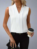 Isotta | Pleated Sleeveless V-Neck Blouse