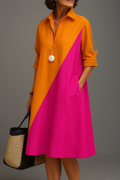 Jolie | Diagonal Colorblock Midi Dress