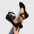 Jynna | Elastic Cross-Strap Pointed-Toe Wedges for Women