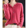 Knit Cardigan with Round Neck and Button Front
