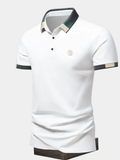 Knit Polyester Blend Polo Shirt with Contrast Trim and Monogram