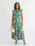 Dobrila | Floral Flutter-Sleeve Midi Dress