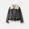 Lilla | Sleek Belted Composed Leather Jacket