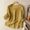 Lorena | Embroidered Round-Neck Three-Quarter-Sleeve Blouse for Women