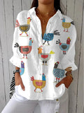 Lucinda | Playful Printed Button-Front Blouse