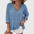 Mairead | Airy V-Neck Button Blouse