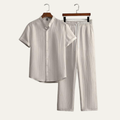 Mandarin Collar Shirt and Trousers Set – Relaxed Summer Co-Ord