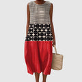 Kaya | Geometric Sleeveless Midi Dress