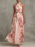 Maxi Dress – Bohemian Floral Halter Maxi