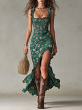 Maxi Dress – Boho Floral Side-Slit