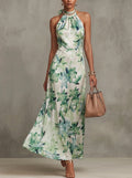 Maxi Dress – Floral Halter Open-Back Maxi