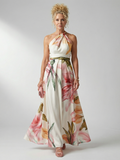 Amiel | Halter Floral Maxi Wedding Guest Gowns