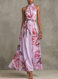 Maxi Dress – Pink Floral High-Waist Maxi